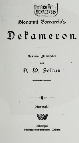 Das Dekameron des Boccaccio