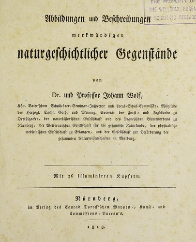 Abbildungen und Beschreibungen merkwÃ¼rdiger naturgeschichtlicher GegenstÃ¤nde