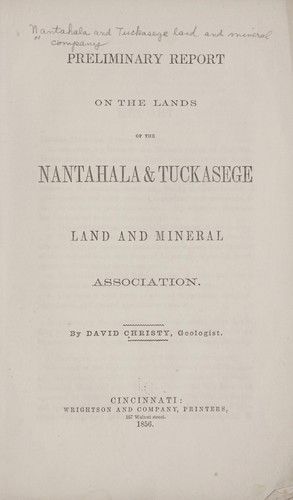 Preliminary report on the lands of the Nantahala & Tuckasege land and mineral association