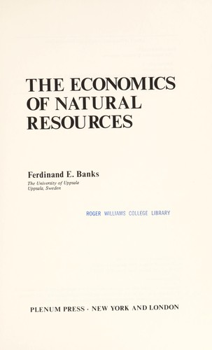 The economics of natural resources