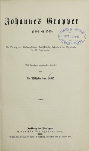Johannes Gropper (1503 bis 1559)