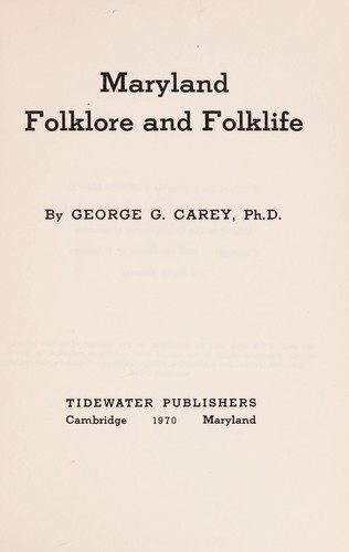 Maryland folklore and folklife