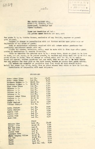 The Weaver Gardens Co. [price list]