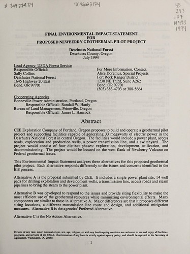 Newberry geothermal pilot project