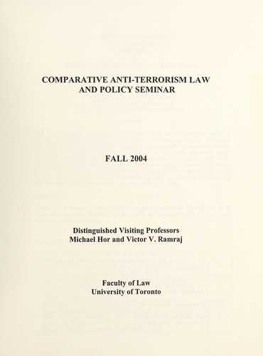 Comparative anti-terrorism law and policy seminar