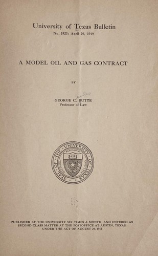 A model oil and gas contract