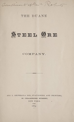 The Duane steel ore company