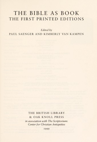 The Bible as book