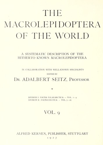 The Macrolepidoptera of the Indo-Australian Fauna