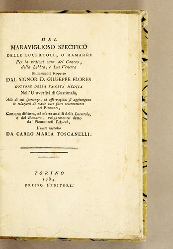 Del maraviglioso specifico delle lucertole, o ramarri per la radical cura del cancro
