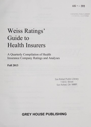 Weiss Ratings' Guide to Health Insurers, Fall 2013