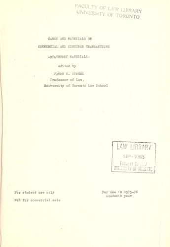 Cases and materials on commercial and consumer transactions. Statutory materials