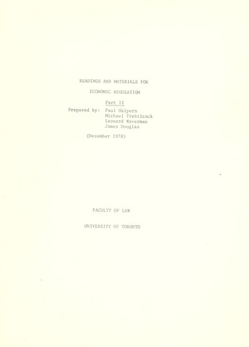 Readings and materials for economic regulation