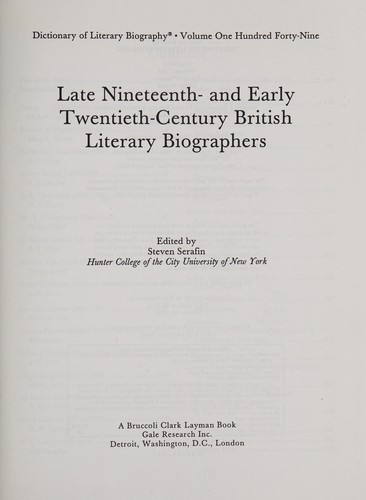 Late nineteenth and early twentieth-century British literary biographers