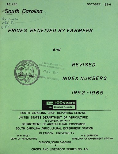 South Carolina prices received by farmers and revised index numbers, 1952-1965