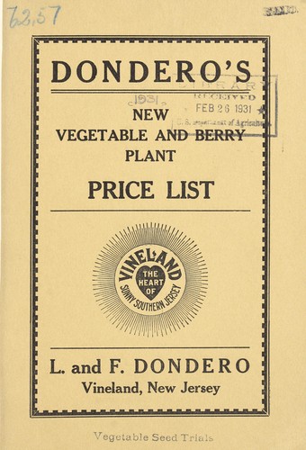 Dondero's new vegetable and berry plant price list