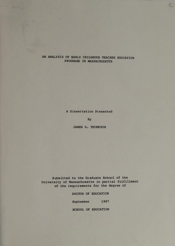 An analysis of early childhood teacher education programs in Massachusetts