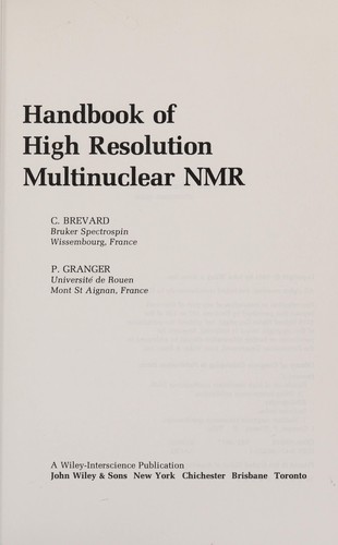 Handbook of high resolution multinuclear NMR