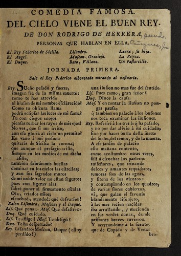 Comedia famosa Del cielo viene el buen rey
