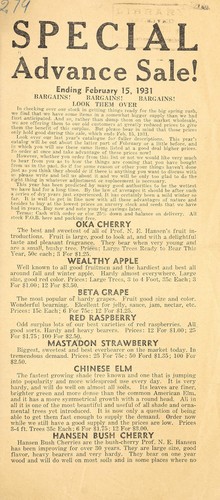 Special advance sale, ending February 15, 1931