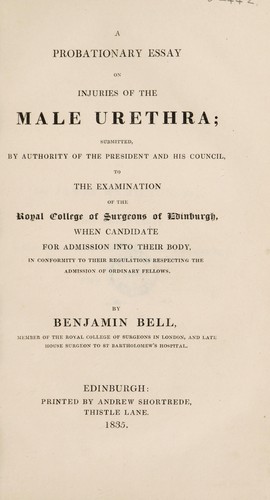 A probationary essay on injuries of the male urethra