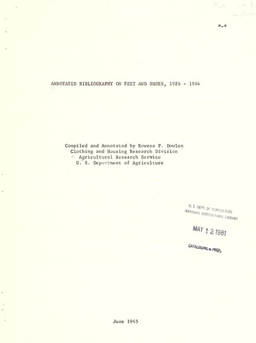 Annotated bibliography on feet and shoes, 1926-1964