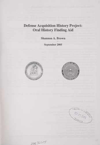 Defense acquisition history project