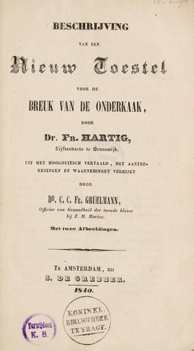 Beschrijving van een nieuw toestel voor de breuk van de onderkaak