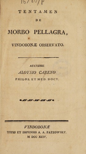 Tentamen de morbo pellagra, Vindobonae observato