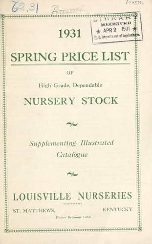 1931 spring price list of high grade, dependable nursery stock