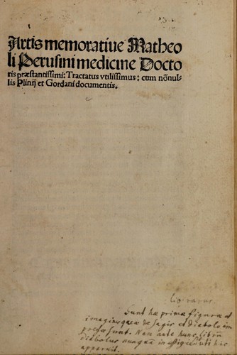 De memoria. Add: Plinius: Historiae naturalis liber XXVIII, cap. IV ad finem; Gordanus (i.e. Bernardus de Gordonio?): Documenta pro memoria; Martialis: Vita beata ex libro X Epigrammatum; Aurelius Augustinus, S: De nociva venere ex libro XIV cap. XVI De civitate Dei