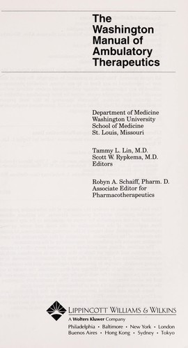 The Washington manual of ambulatory therapeutics