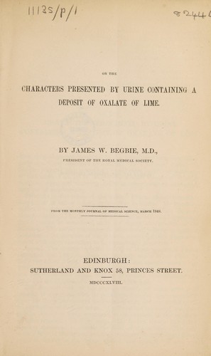 On the characters presented by urine containing a deposit of exalate of lime