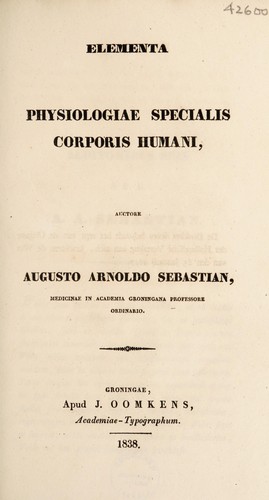 Elementa physiologiae specialis corporis humani