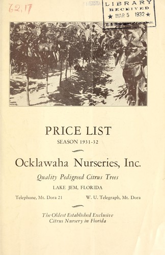 Price list, season 1931-32