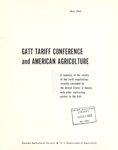 GATT tariff conference and American agriculture