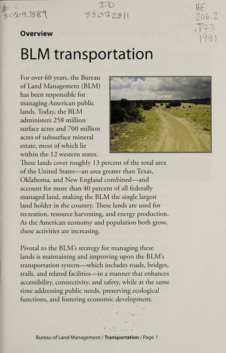 Transportation and the Bureau of Land Management