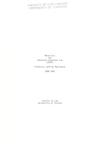 Materials for advanced corporate law (229F)