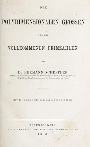 Die polydimensionalen Grössen und die vollkommenen Primzahlen