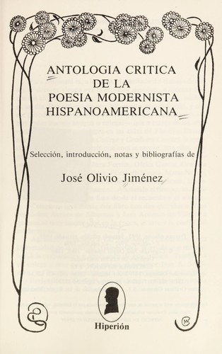 Antología crítica de la poesía modernista hispanoamericana