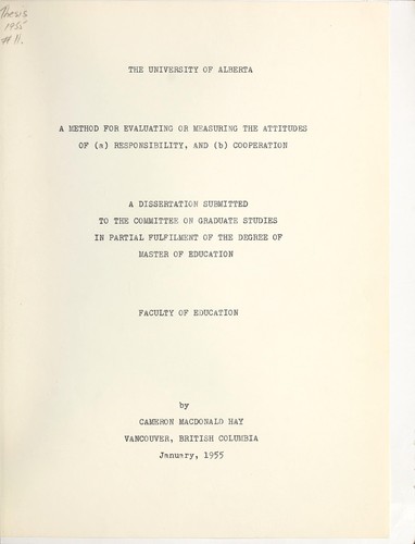 A method for evaluating or measuring the attitudes of (a) responsibility and (b) cooperation