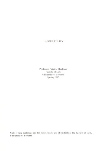 Labour policy