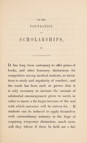 On the foundation of scholarships in St. Bartholomew's Hospital