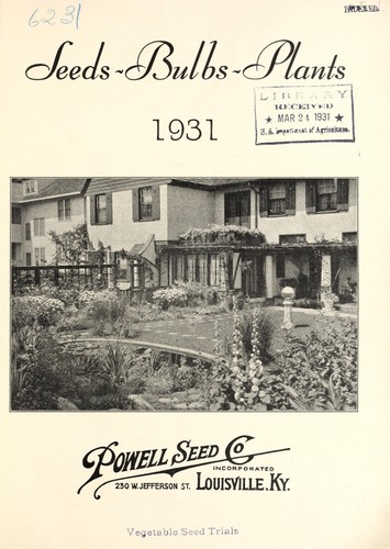Seeds, plants, bulbs, 1931