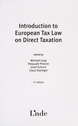 Introduction to European tax law