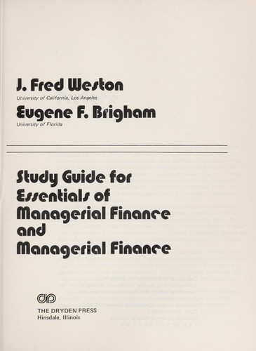 Study guide for Essentials of managerial finance and Managerial finance