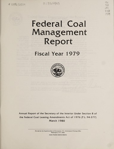 Federal coal management report, fiscal year 1979