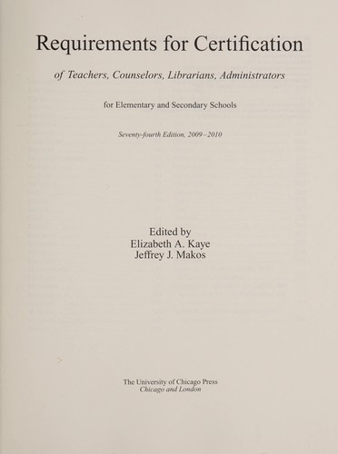Requirements for certification of teachers, counselors, librarians, administrators for elementary and secondary schools, 2009-2010