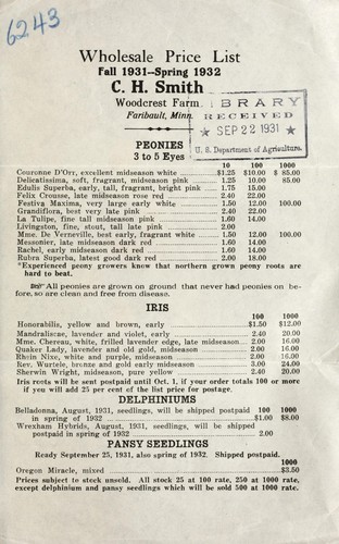 Wholesale price list