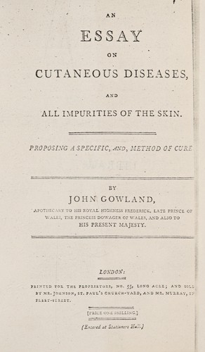 An essay on cutaneous diseases, and all impurities of the skin
